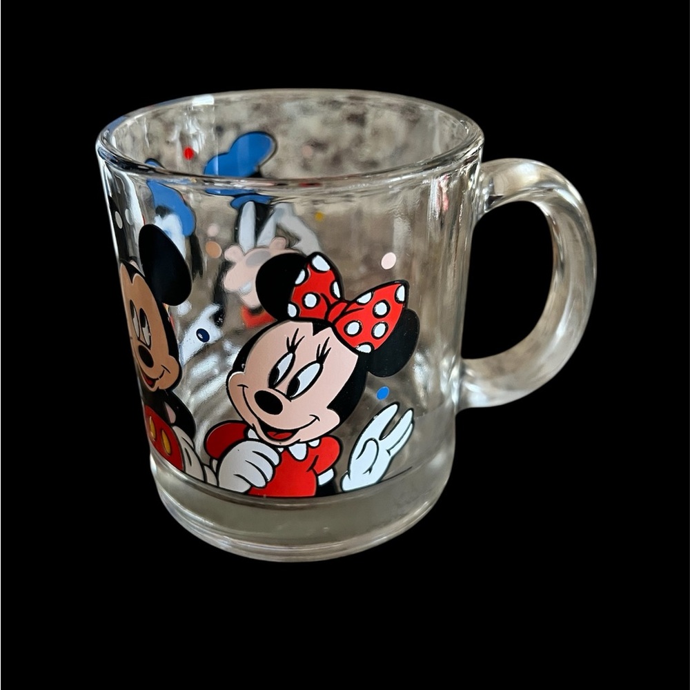 Disney Mickey and Minnie Vintage Glass Mug - Red, Blue, Black